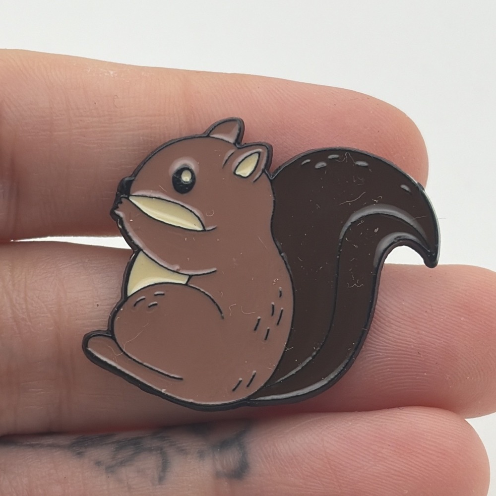 Squirrel Cute Cartoon Animal Lapel Hat Pin Brown Enamel Collectible Accessory